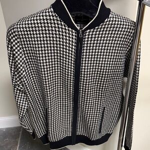 Black Brown 1826 Men's Houndstooth Zip-Up Sweater
